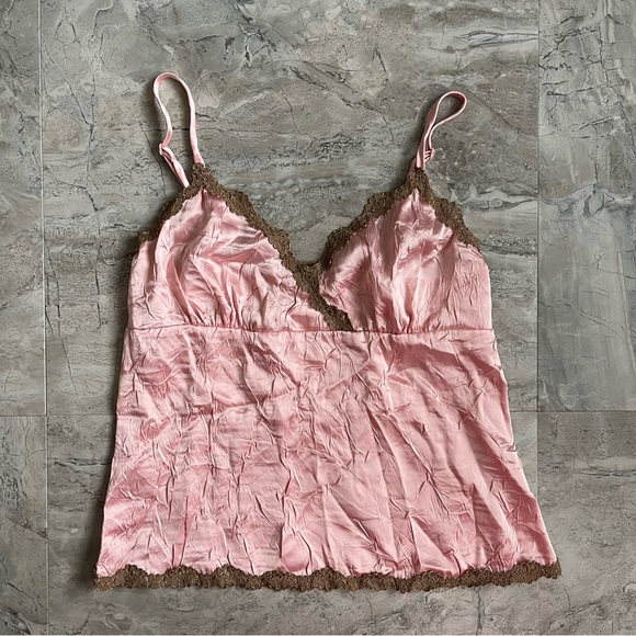 Old Navy Tops - Y2k pink brown silky babydoll fairy grunge tank top